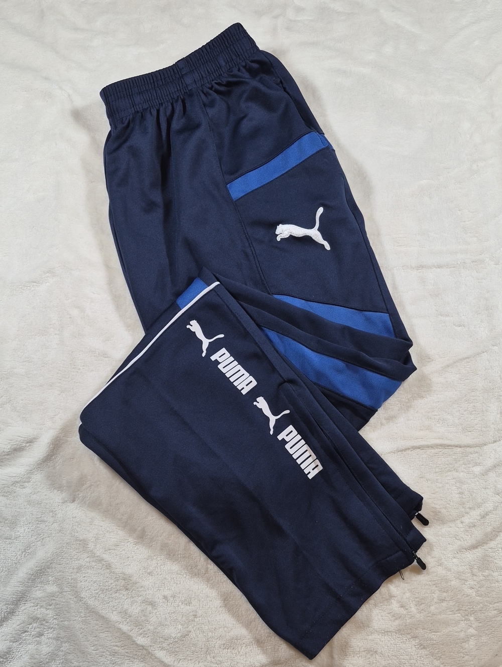 Puma Kids Navy and Royal Blue Track Joggers
